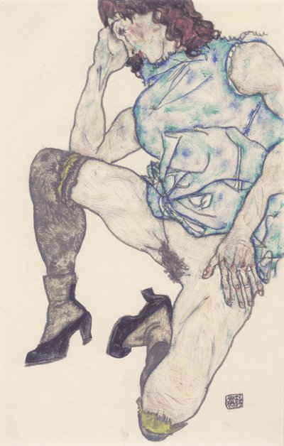 Kneeling Girl by Egon Schiele